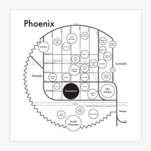 Phoenix Map Letterpress Print 8&quot;x8&quot;