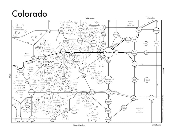 Colorado Map Letterpress Print 8.5x11 - Etsy
