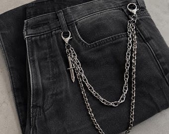 Hip Hop Goth Metall Taille Kette Anhänger Schlüsselanhänger Punk Jeans Gürtel Halloween Geldbörse Kette Gothic Gürtel Ketten