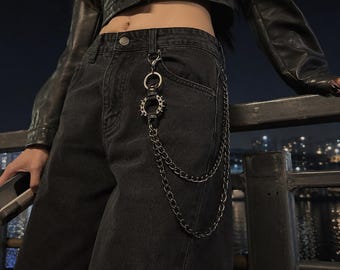 Punk Metall Taille Kette Schlüsselring Gothic HipHop Jean Anhänger Unisex Accessoires Trend