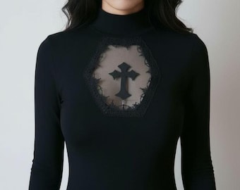 Chaleco gótico de encaje sin espalda – Top punk sin mangas Y2K, camisa retro con corsé y cordones, moda de verano para mujer oscura y sexy