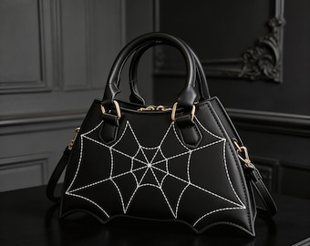 Bolso gótico con alas de murciélago, bolso de hombro punk Y2K, bolso con estampado de telaraña, bolso cruzado de estética oscura, moda gótica de Halloween, regalo para chica alternativa