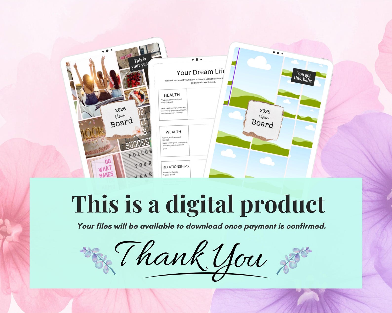 2026 Vision Board Bundle Canva Template | Vision Journal ...