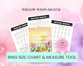 Digital Ring Size Chart & Measure Tool (Floral Pink, Easy to Use)