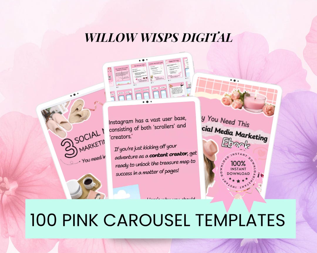 Pink Instagram Carousel Templates Canva | 100 Editable Posts - Etsy