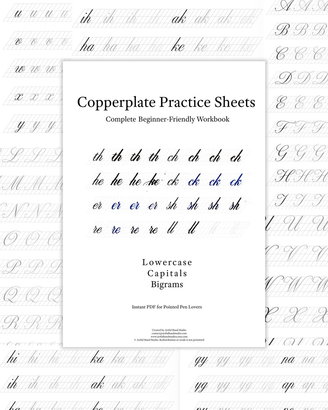 Copperplate Calligraphy Practice Sheets, Pointed Pen Workbook (PDF ...