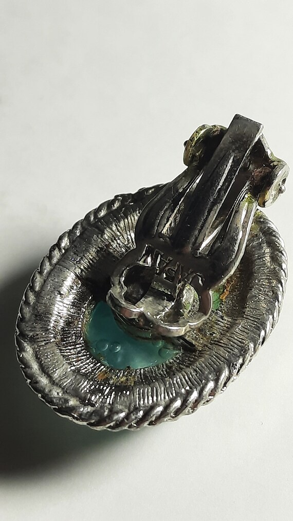 Vintage Larimar Oval Clip-on Earrings made in Jap… - image 5