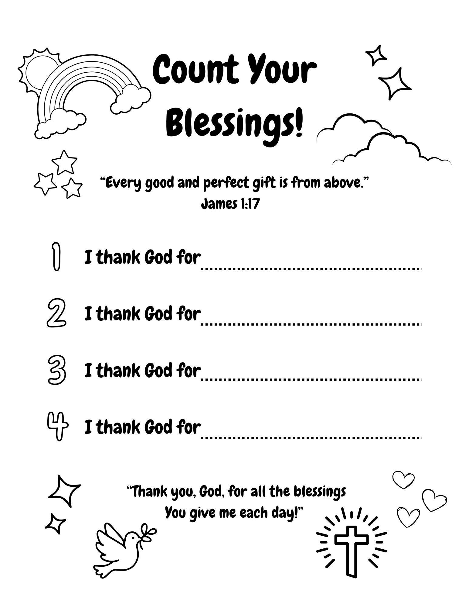 Count Your Blessings Printable for Kids | Christian Gratitude Activity ...