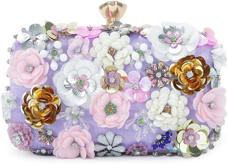 Purple clutches and evening bags - purple floral bridal purse