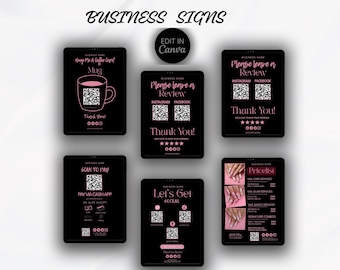 QR Code Sign for Business Canva Template Connect With Us Scan To Pay Editable Social Media QR Code Printable Business Sign For Business DIY