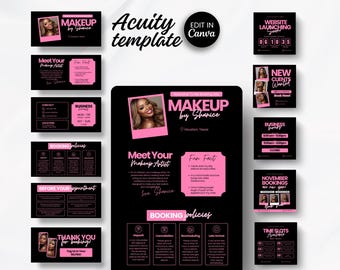 Acuity Makeup Design Scheduling Editable Acuity Booking Acuity Canva Template Acuity Website Template Makeup Schedule Acuity Template MUA