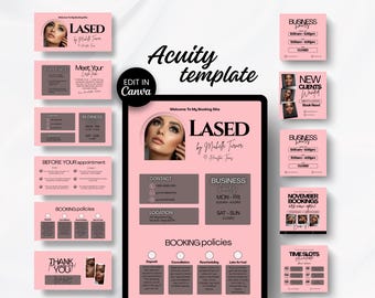 Acuity Lash Booking Site Banners Design Website Template Lashes Business Schedule Canva Template Editable Website Acuity Lash Tech DIY