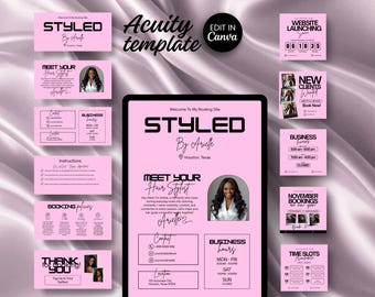 Acuity Website Hair Template Canva Editable Schedule Acuity Website Templates Designs Digital Download Banner Website Template Acuity Sites