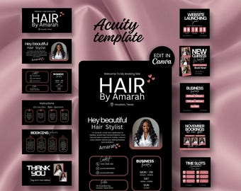 Acuity Hair Stylist Canva Template DIY Booking Website Template Schedule Acuity Website Hair Template Canva Editable Design Banner Website