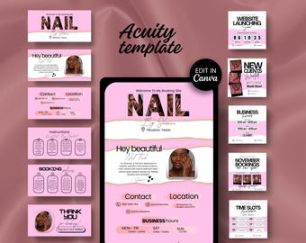 Acuity Nail Tech Template Booking Site Template Canva Editable Schedule Acuity Nail Scheduling Booking Site Design Website Template NailTech