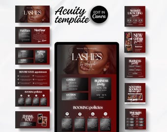 ラッシュアーティストAcuityのスケジュール管理ウェブサイトテンプレート（編集可能、Canva対応）Acuityラッシュテック予約Acuity予約サイトテンプレートウェブサイトデザインバナー