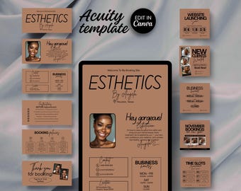 Esthetician Acuity Scheduling Template Business Banner Design Website Booking Acuity Esthetician Website Template Canva Editable Schedule