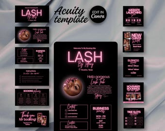 Acuity Lash Tech Website Acuity Canva Template Booking Acuity Scheduling Template Lash Stylist Schedule Template Acuity Template Design DIY