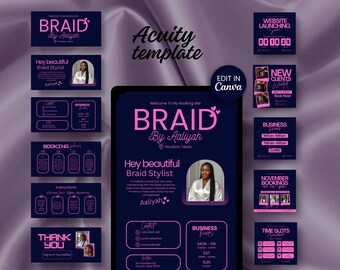Acuity Braid Scheduling Templates Canva Website Design Braider Booking Site Template Editable Acuity Schedule Website Template Banners