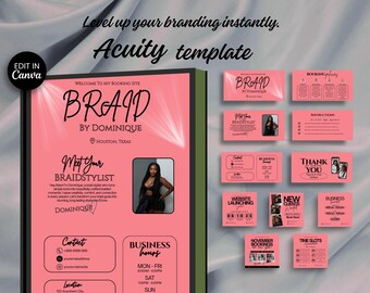 Acuity Braiding Website Template Canva Editable Business Beauty Salon Templates Website Acuity Braid Website Banner Template DIY Designs