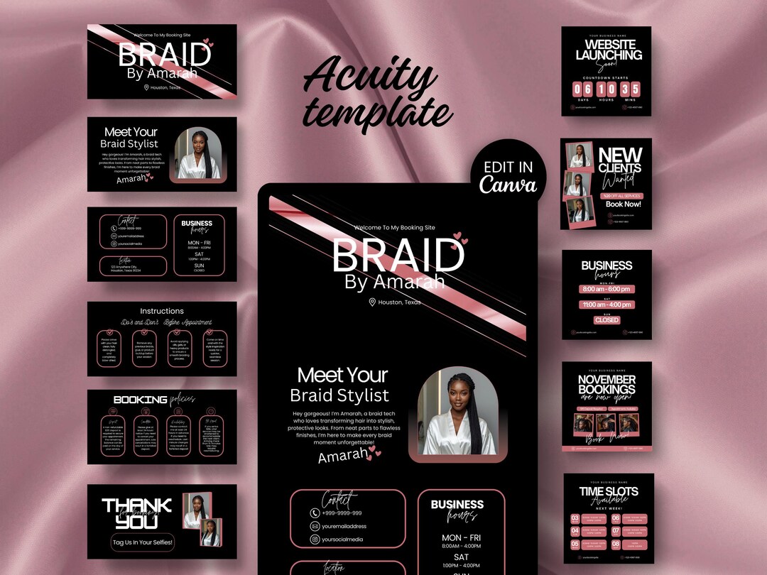 Braid Scheduling Acuity Braiding Website Templates Editable Canva ...