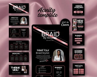Braid Scheduling Acuity Braiding Website Templates Editable Canva Booking Templates Website Banner Design Canva Template Acuity Schedule DIY