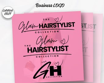 Hair Salon Logo Design Beauty Hairstylist Logo Business Beauty Salon Logo Premade Hair Logo Canva Editable Branding Template DIY Editable