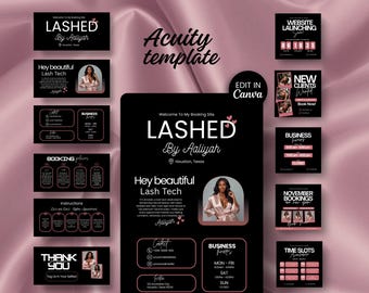 Lash Tech Acuity Scheduling Template Canva Booking Website Design Editable Lash Artist Booking Site Banner Lash Business Schedule Template