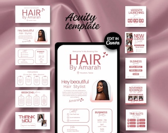 Hair Stylist Canva Template DIY Booking Acuity Website Template Canva Editable Schedule Canva Hair Website Banner Design Booking Hair Acuity