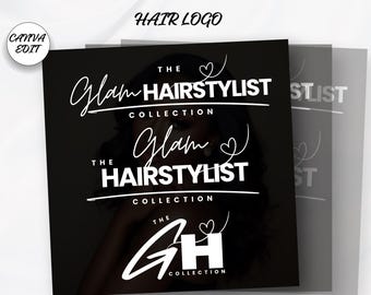 Hair Salon Logo 3 Logo Design Set DIY Beauty Logo Makeup Artist MUA Logo Nail Tech Logo Braid Logo Premade Custom Branding Design Canva DIY