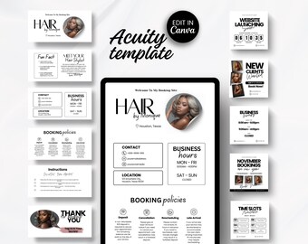 Hairstylist Acuity Hair Booking Template Editable Canva Acuity Scheduling Site for Salon Hair Tech Luxury Hair Salon Acuity Template Design