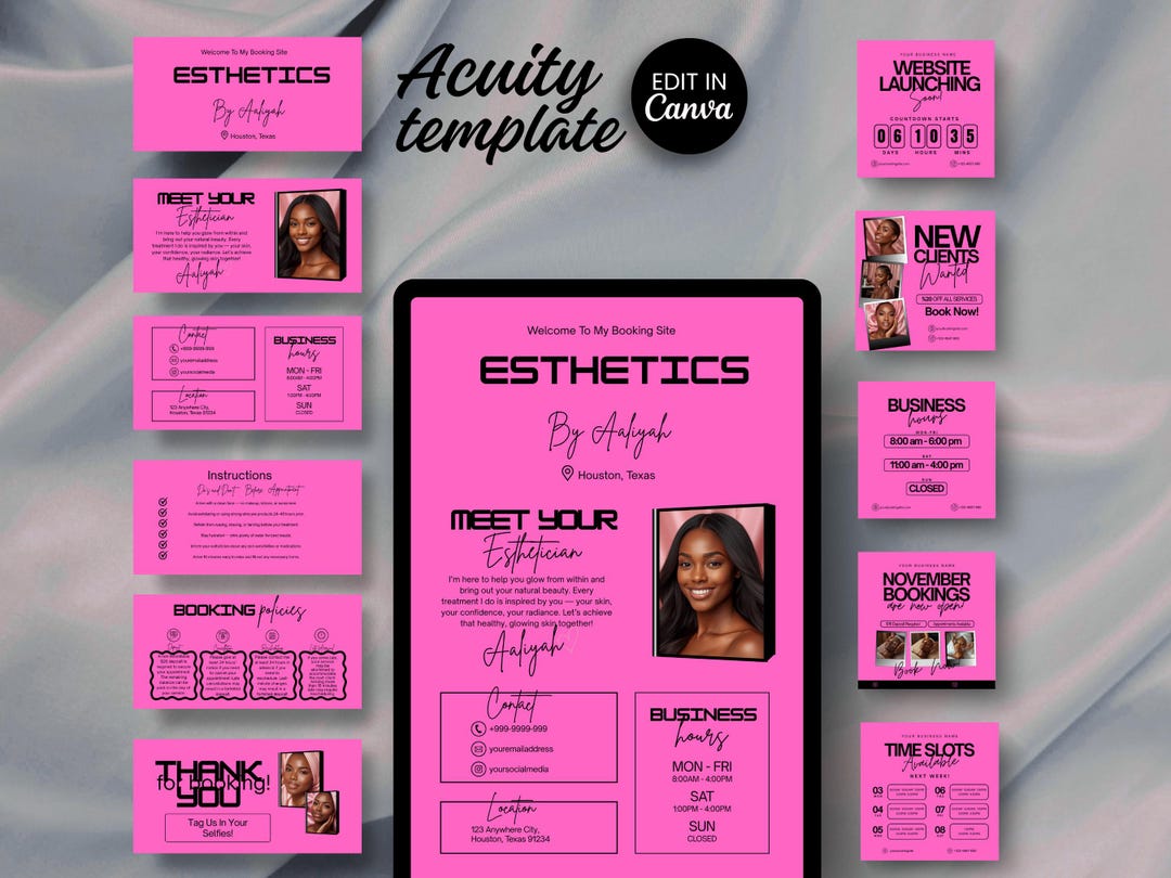 Esthetician Acuity Booking Site Template Acuity Schedule Canva Website