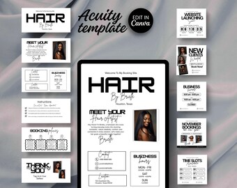 Acuity Hair Booking Website Template HairStylist Acuity Scheduling Site Canva Editable Salon Hair Business Booking Template Digital Download