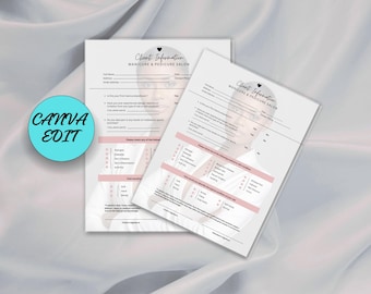 Editable Nail Client Intake Form Canva Template, Nail Tech Client Form, Nail Salon Consultation Form, Beauty Business Form Templates DIY