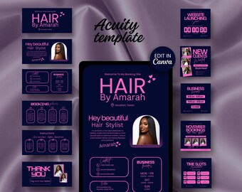 Acuity Scheduling Hair Stylist Template Website Booking Site Template Editable Design Banner Template Acuity Hair Website Canva Editable DIY