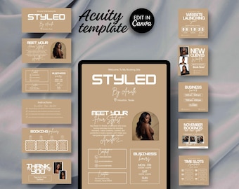 Acuity Hair Booking Website Template HairStylist Acuity Scheduling Site Canva Editable Salon Hair Business Booking Template Digital Download