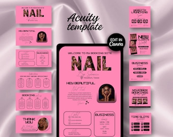 Nail Tech Acuity Scheduling Template Canva Editable Design Website Booking Site Acuity Nail Tech Website Template Design Schedule Acuity DIY