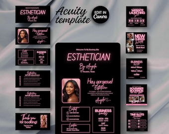 Acuity Esthetician Website Template Editable Booking Site Spa Skincare Scheduling Branding Canva Design Digital Download Templates Website