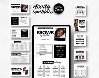 Acuity Brows Template Brow Tech Booking Editable Brow Artist Scheduling Bookings Acuity Brow Canva Template Acuity Brows Booking DIY Design