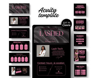Acuity Scheduling Template Lash Branding Design Banner Template Canva Editable Website Acuity Booking Schedule Page Acuity LashTech Template