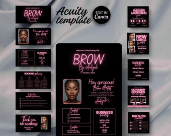 Brow Artists Acuity Scheduling Template Canva Editable Schedule Website Template DIY Banners Design Canva Template Acuity Booking Site DIY