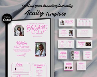 Braid Booking Site Template Acuity Braid Website Template Canva Editable Schedule Templates Booking Acuity Website Banner Design Canvas DIY