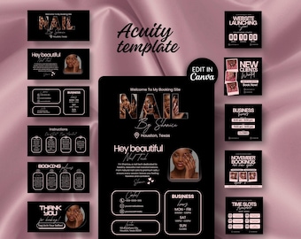Nail Tech Acuity Scheduling Template Canva Nail Stylist Acuity Website Template Nail Booking Site Acuity Nail Template Editable Canva Design