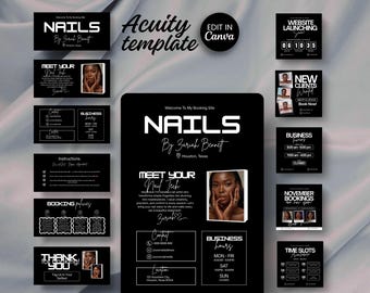 Nail Tech Acuity Template Editable Canva Acuity Scheduling Templates Booking Acuity Nail Tech Template Booking Website Designs