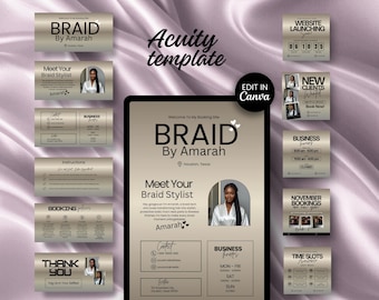 Braid Booking Site Template Acuity Website Design Banner Template Canva Editable Schedule  Acuity Website Braiding Booking Site Templates