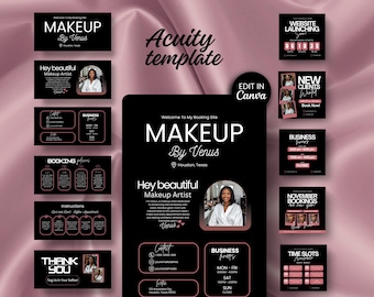 Makeup Artist Acuity Site Template Canva Editable Design Schedule Banner Template Acuity Booking Website Canva Booking Site Template MUA DIY