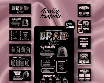 Braiding Acuity Booking Website Template Canva Editable Design Braider Online Scheduling Website Design Banner Business Booking Acuity DIY