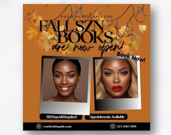 Fall Appointments Flyer Fall Season Booking Flyer Canva Template September Sale Flyer Books Open Editable Booking Flyer Canva Template DIY