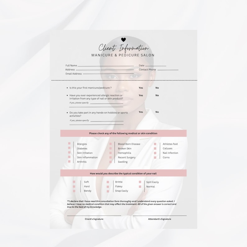 Editable Nail Client Intake Form Canva Template, Nail Tech Client Form ...