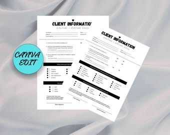 Nail Tech Consultation Form Canva Editable Template Nail Client Intake Form Manicure Pedicure Consultation Sheet Beauty Salon Client Form